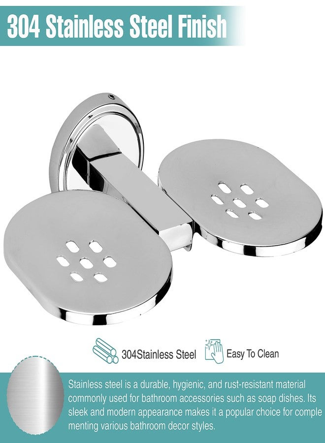 GLOXY Stainless Steel Double Soap Holder - Wall Mounted Square Soap Dish for Bathroom, Rust-Free Soap Tray for Bath, Kitchen & Shower Accessories - Image 5